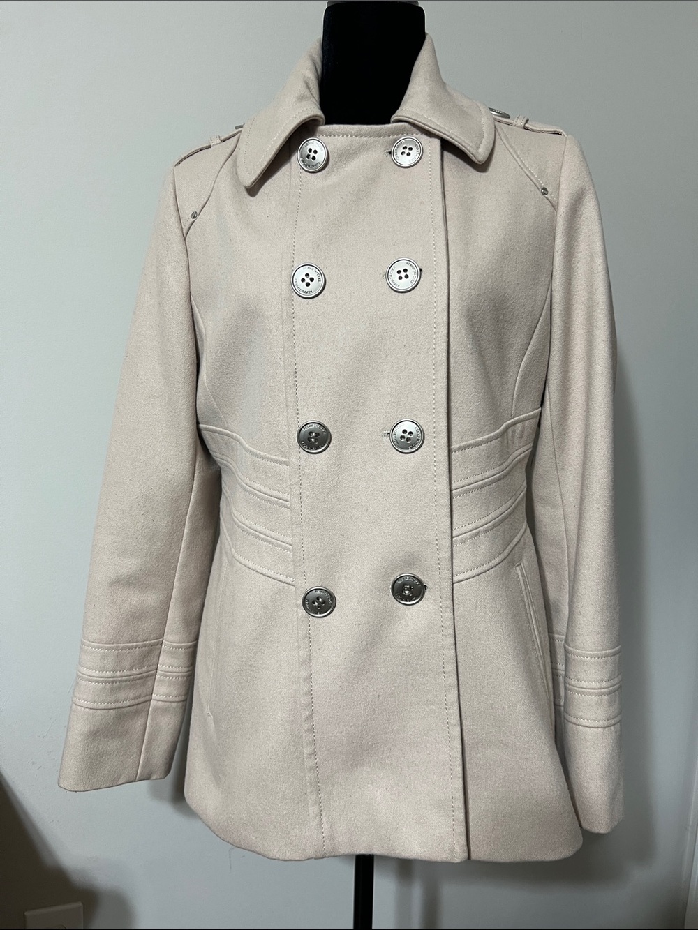 Kenneth Cole New York Beige Double-Breasted Peacoat